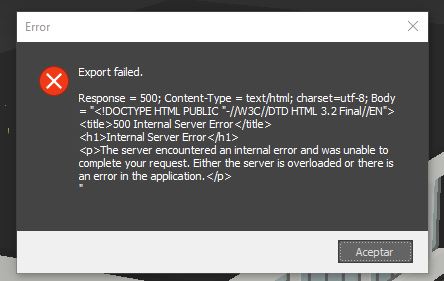 export failed message shapespark